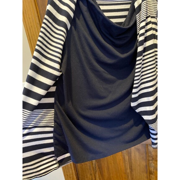 Croft & Barrow Blouse Plus Sz Petite XL Navy White Striped Top Casual + Stretch - Picture 3 of 11